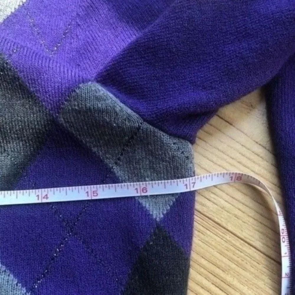New York & Company‎ Purple Argyle Button-Down Cardigan Sweater - Picture 10 of 11
